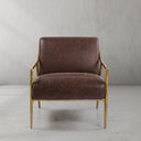 Vintage Forged Brown Leather Accent Chair