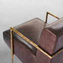 Vintage Forged Genuine Brown Leather Accent Chair