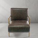 Vintage Forged Genuine Brown Leather Accent Chair