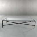 Thaddeus Metal Square Glass Coffee Table Hand-Forged Living Sofa Center Tea Table
