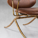 Vintage Forged High Back Brown Leather Lounge Accent Chair