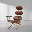 Vintage Forged High Back Brown Leather Lounge Accent Chair