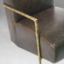 Vintage Forged Genuine Brown Leather Accent Chair