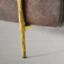 Vintage Forged Genuine Brown Leather Accent Chair