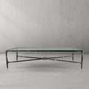 Thaddeus Metal Rectangular Glass Coffee Table Hand-Forged Living Sofa Center Tea Table
