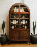 Hattie Burl Glass Cabinet Tall display Case Wood Storage Cabinets