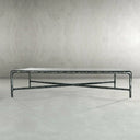 Thaddeus Metal Rectangular Glass Coffee Table Hand-Forged Living Sofa Center Tea Table