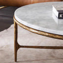Thaddeus Metal Marble Round Coffee Table 3 Legs Hand-Forged Living Sofa Center Tea Table