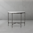 Thaddeus Metal Semi-Circle Marble Console Table Hand-Forged Entryways Entrance Table