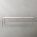 Thaddeus Metal Marble Rectangular Dining Table Hand-Forged Kitchen Table