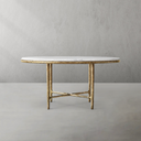 Thaddeus Metal Marble Round Dining Table Hand-Forged Kitchen Table