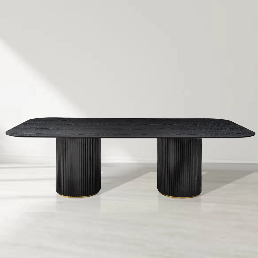 Lantine 280 Dining Table - Black Oak & Brass – Paphilly Furniture
