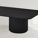 Lantine Coffee Table - Double Pedestal - Black Oak & Brass