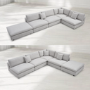 Blanco 5 Piece Modular Sofa - Avery Velour Cream