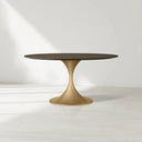 Round Wood Dining Table with Launette Base