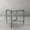 Thaddeus Metal Glass Square Side Table Overhang Hand-Forged Style-O End Table