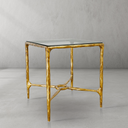 Thaddeus Metal Glass Square Side Table Overhang Hand-Forged Style-O End Table