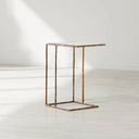 Vintage Forged Tempered Glass C-Shaped Side Table