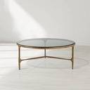 Thaddeus Glass Round Coffee Table 3 Table Legs 35"