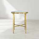 Vintage Forged Marble Round Side Table 18"D