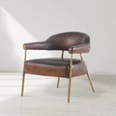 Vintage Forged Brown Leather Lounge Armchair