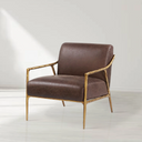 Vintage Forged Brown Leather Accent Chair