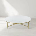 Vintage Forged Marble Round Coffee Table 55"D