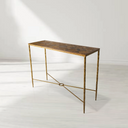 Vintage Forged Metal Frame Elm Wood Console Table