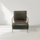 Vintage Forged Genuine Brown Leather Accent Chair