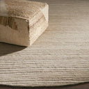 Novra Hand-Knotted Round Wool Rug in Natural