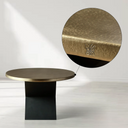 Recycled Metal Oval Dining Table with Sculpted Vertex Iron Base