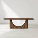San Rafael Rectangular Wood Dining Table with Sculpted Base