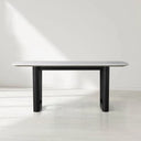 Saint Germain Rectangular Marble Top Dining Table with Rennes Base