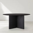 Saint Germain Round Oak Wood Dining Table with Clement Base