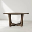 Saint Germain Round Oak Wood Dining Table with Rennes Base