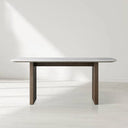 Saint Germain Rectangular Marble Top Dining Table with Clement Wood Base