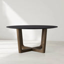 Saint Germain Round Oak Wood Dining Table with Rennes Base