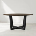 Saint Germain Round Oak Wood Dining Table with Rennes Base
