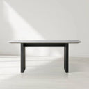 Saint Germain Rectangular Marble Top Dining Table with Clement Wood Base