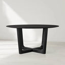 Saint Germain Round Oak Wood Dining Table with Rennes Base
