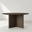 Saint Germain Round Oak Wood Dining Table with Clement Base