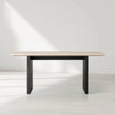 Saint Germain Rectangular Marble Top Dining Table with Clement Wood Base