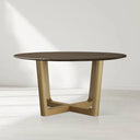 Saint Germain Round Oak Wood Dining Table with Rennes Base