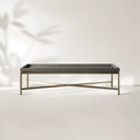Malone Coffee Table Modern Steel Base With Embossed Leather Shagreen Top