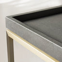 Malone Coffee Table Modern Steel Base With Embossed Leather Shagreen Top