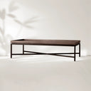 Malone Coffee Table Modern Steel Base With Embossed Leather Shagreen Top