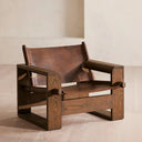 Gabriel Leather Armchair with Solid Oak Frame