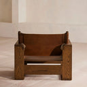 Gabriel Leather Armchair with Solid Oak Frame