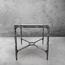 Thaddeus Metal Glass Square Side Table Overhang Hand-Forged Style-O End Table