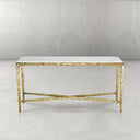 Thaddeus Metal Rectangle Marble Console Table Hand-Forged Entryways Entrance Table